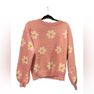 Pink Daisy Sweater Sz Large